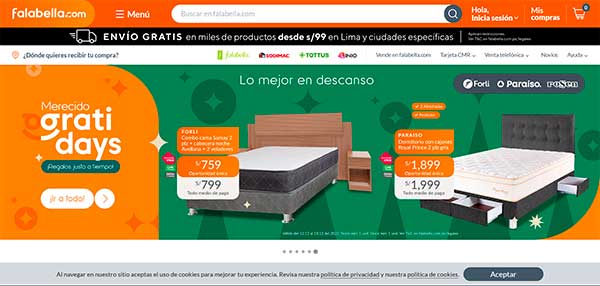 Tienda virtual saga Falabella
